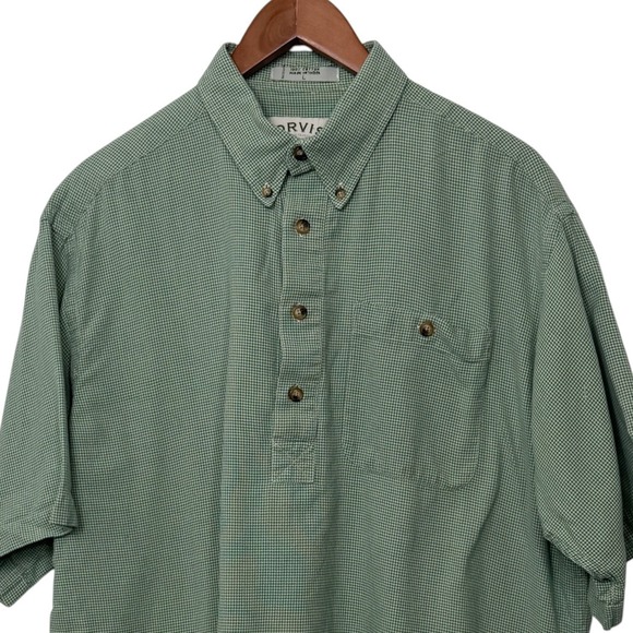 Orvis Other - Orvis Mens Large Green Check Button Up Shirt Short Sleeve Cotton Casual